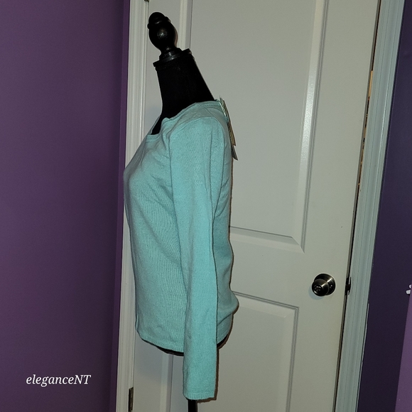 Peck & Peck  100% Cashmere Angel Blue Sweater Sz: Small NWT - Picture 8 of 9